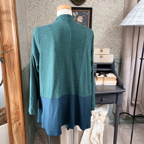 LOGO by Lori Goldstein Teal Lounge Cardigan - Picture 5 of 8